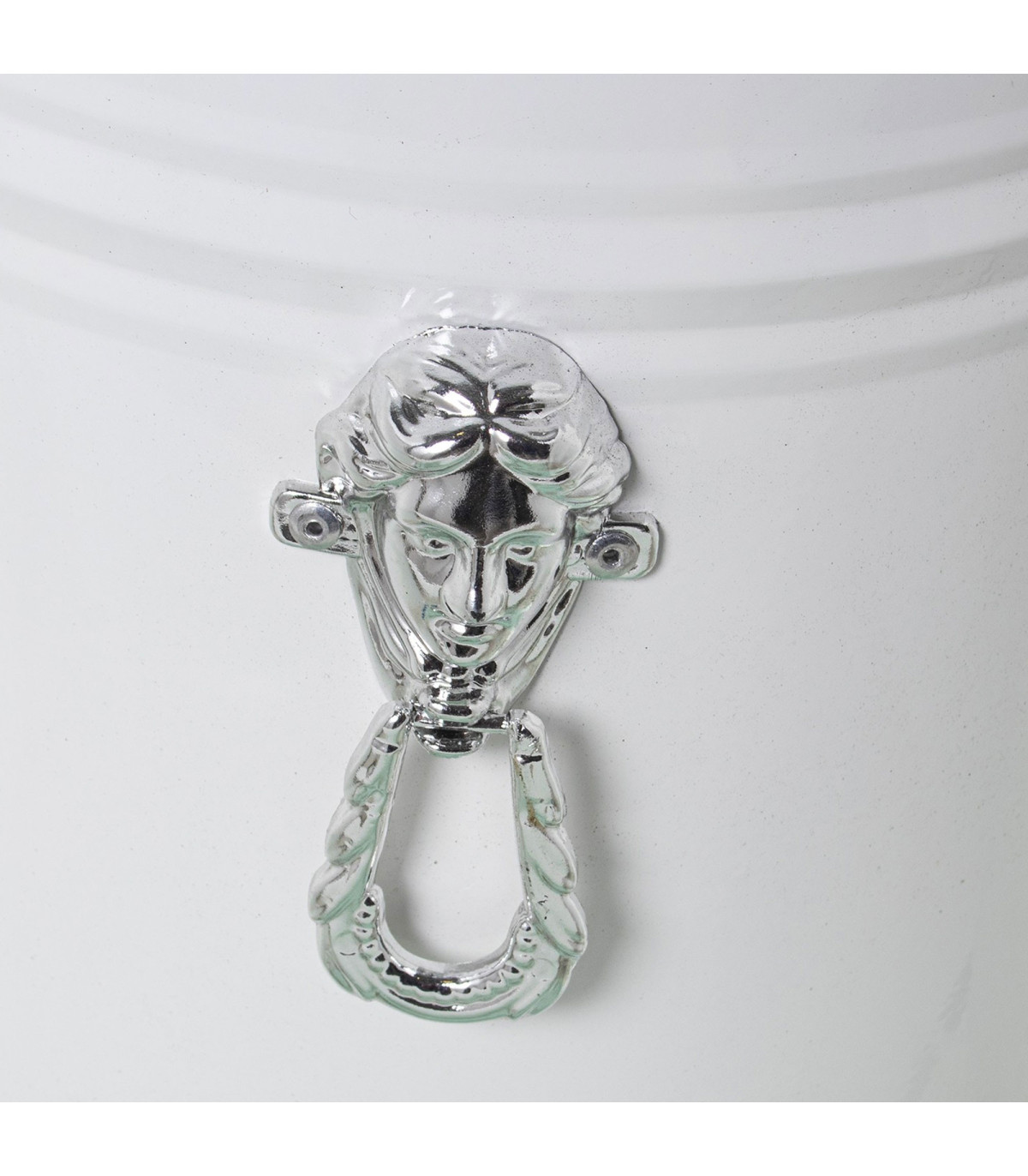 DRW Porte-Parapluie Rond en céramique Blanc et Argent 22 x 46 cm