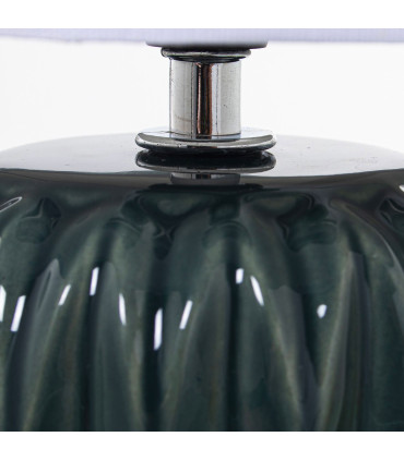 Lampe à poser en céramique bleu et abat-jour blanc