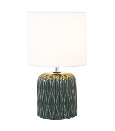 Lampe à poser en céramique bleu et abat-jour blanc