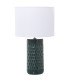 Lampe à poser en céramique bleu et abat-jour blanc 25x25x42cm