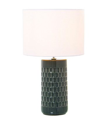 Lampe à poser en céramique bleu et abat-jour blanc 25x25x42cm