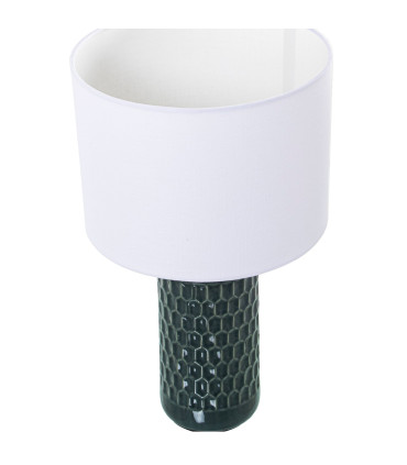Lampe à poser en céramique bleu et abat-jour blanc 25x25x42cm
