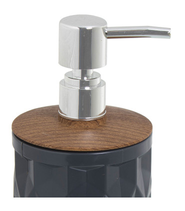 Distributeur de savon acrylique gris et bois 450ml
