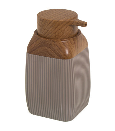 Distributeur de savon acrylique beige et bois 300ml