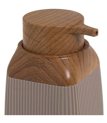 Distributeur de savon acrylique beige et bois 300ml