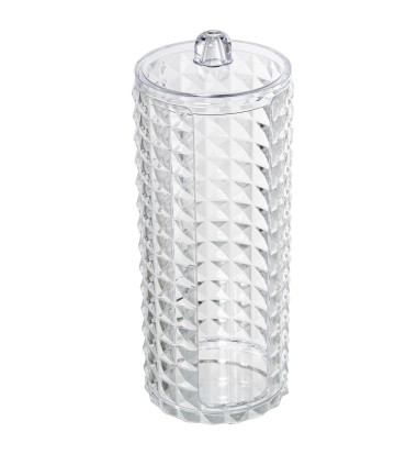 Bathroom box bamboo and transparent 7x7x19cm