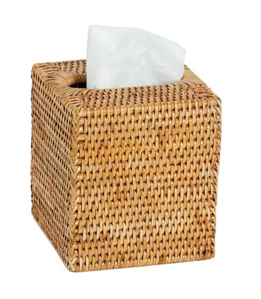 Boîte à mouchoirs carrée en rotin tressé