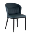 Fauteuil similicuir bleu avec coussin dos rond