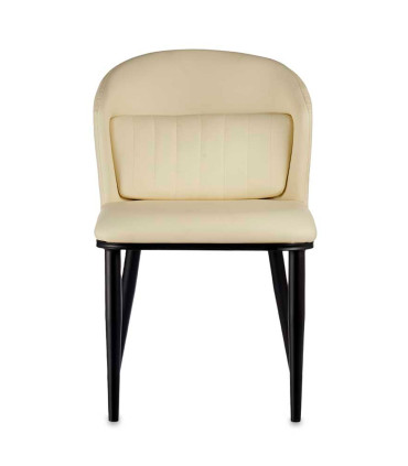 Fauteuil similicuir beige avec coussin dos rond