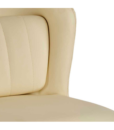 Fauteuil similicuir beige avec coussin dos rond