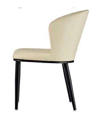 Fauteuil similicuir beige avec coussin dos rond