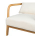 Fauteuil en bois d'hévéa et coussins blancs 77x65x73cm