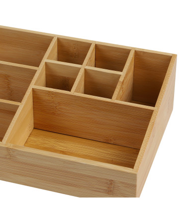 Organiseur rangement maquillage en bambou 9 compartiments