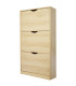 Meuble à chaussures bois 3 placards 60x24x118cm