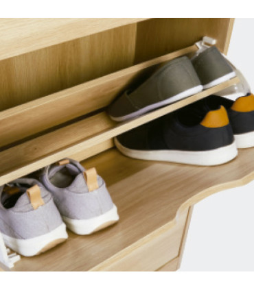 Meuble à chaussures bois 3 placards 60x24x118cm