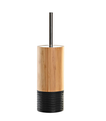 Brosse WC ronde bambou et noir 10x10x36.8cm