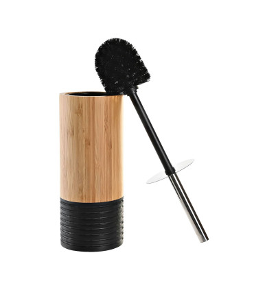 Brosse WC ronde bambou et noir 10x10x36.8cm
