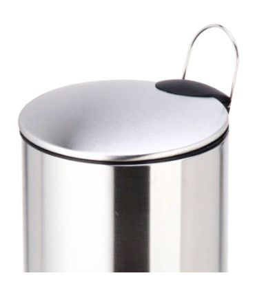 Poubelle salle de bain métal argenté ronde 3L