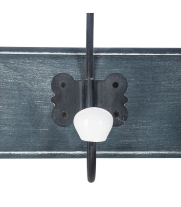 Set de 2 portemanteaux bois, métal et grés 60.5x20.5x7.5cm