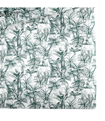 Parure de lit imprimée jungle 100% coton vert et blanc 240x220cm
