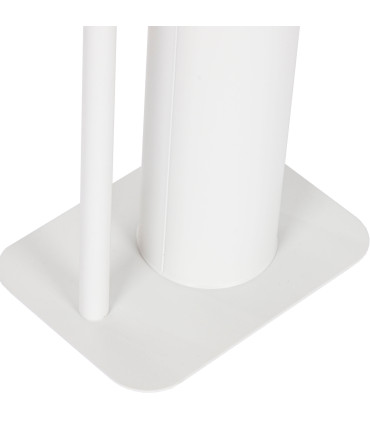 Dérouleur papier toilette + brosse WC en métal blanc et bambo