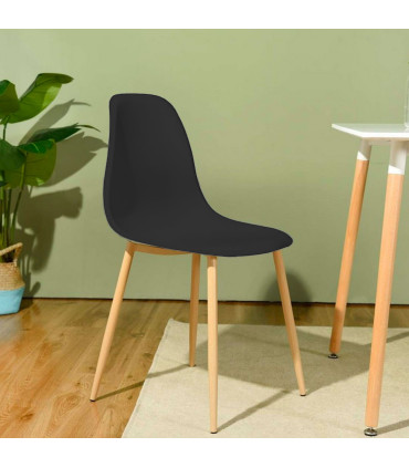 Chaise bois et plastique noir 45x48x85cm