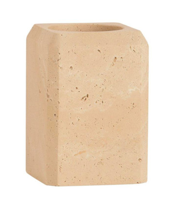 Porte brosse à dents en travertin 7.5x7.5x11cm