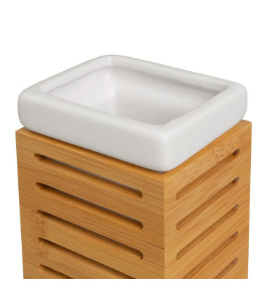 Bathroom Set - Black plastic and Bamboo