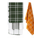 Set de 9 torchons 100% coton blanc, jaune, vert, gris 45x70cm