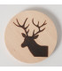 Set de 3 dessous de verres ronds en hêtre motifs cerfs 10x10x1cm