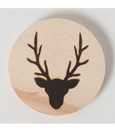Set de 3 dessous de verres ronds en hêtre motifs cerfs 10x10x1cm