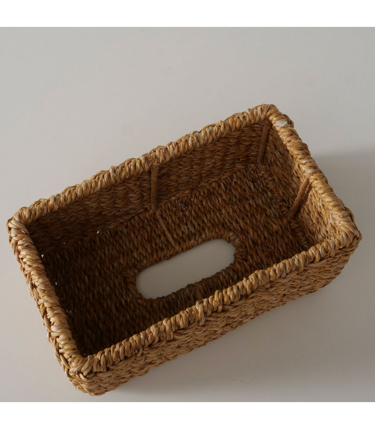 Plookyoe Housse Boîte à Mouchoirs En Jacinthe D’Eau Tressée – Porte-Mouchoirs Rustique Bohème En Osier Naturel, 15x15x15 Cm