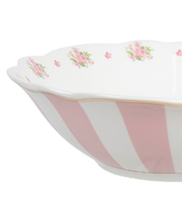 Assiette creuse en porcelaine blanche motif fleuri roses 15x15x5cm