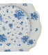 Assiette à dessert en porcelaine blanche motif fleuri bleu 20x20x2cm