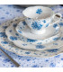 Assiette à dessert en porcelaine blanche motif fleuri bleu 20x20x2cm
