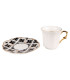 Tasse à café avec dessous de tasse en porcelaine blanc, noir, doré 95ml