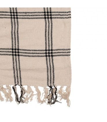 Plaid 100% coton beige à rayures 125x150cm
