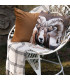 Plaid 100% coton beige à rayures 125x150cm