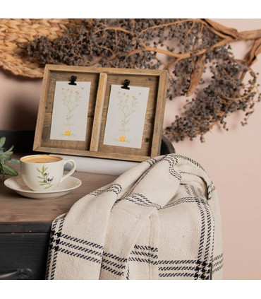 Plaid 100% coton beige à rayures 125x150cm