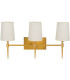 Applique murale triple en métal doré et abat-jours tissu blanc 58x20x31.5cm