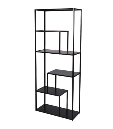 Étagère bibliothèque métal noir 6 niveaux 70x30x170cm