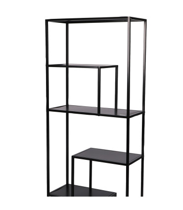 Étagère bibliothèque métal noir 6 niveaux 70x30x170cm