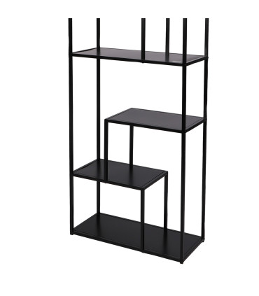Étagère bibliothèque métal noir 6 niveaux 70x30x170cm