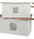 Set de 3 malles en métal blanc et bois 60x38x33cm
