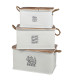 Set de 3 malles en métal blanc et bois 60x38x33cm