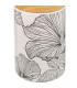 Distributeur de savon céramique et bois motif floral 7.7x7.7x18.5cm