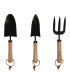 Set de 3 ustensiles de jardinage en bois de métal noir 10x10x35cm