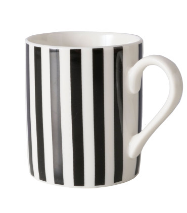 Tasse à café en céramique rayures noires et blanches 8.5x5.8x6cm