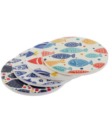 Set of 4 Coasters mangowood 10x10x1cm