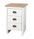 Table de chevet bois et blanc 3 tiroirs 40x38x60cm